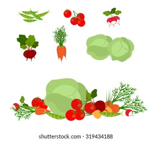 fresh vegetables isolated on a white background. vector illustration 