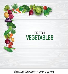 fresh vegetables isolated white background. vector illustration 