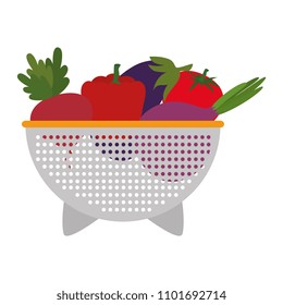 fresh vegetables in kitchen colander