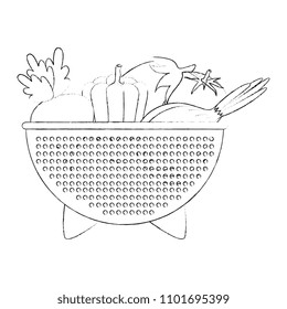 fresh vegetables in kitchen colander