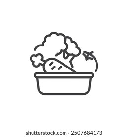 Icono de línea de verduras frescas. signo de estilo lineal para el concepto móvil y el Diseño web. Brócoli con zanahoria y tomate contorno icono de Vector. Símbolo, ilustración del logotipo. Gráficos de Vector
