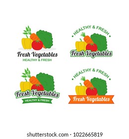 Fresh Vegetables Logo Design Vector Set