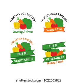 Fresh Vegetables Logo Design Vector Set