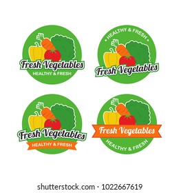 Fresh Vegetables Logo Design Vector Set