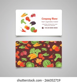 Fresh vegetables market business card template