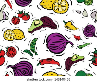 Fresh Vegetables Mexican Seamless Pattern