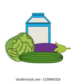 Fresh vegetables and milk