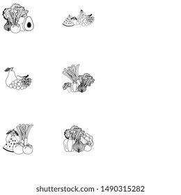 fresh vegetables nature isolated icons