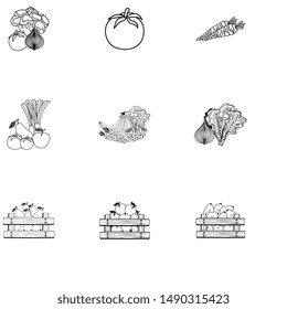 fresh vegetables nature isolated icons