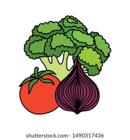 fresh vegetables nature isolated icons