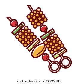 Fresh vegetables om skewers for grill isolated illustration