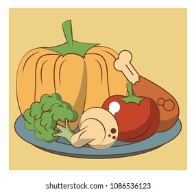 Fresh vegetables on dish