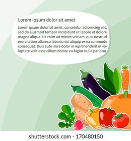 Fresh vegetables on pastel background with place for your text