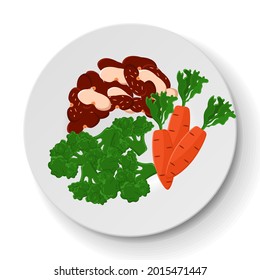 Fresh vegetables on plate. Paprika, carrots, radishes, lettuce and artichoke platter. Healthy dish of fresh food. Dish for restaurant, dishware with food. Assorted fresh natural vegetables on plate