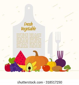 Fresh vegetables. Organic food. Elements and icons for cards, illustration, poster and web design.