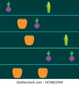 Fresh vegetables. Pepper, beet, corn. Organic food poster. Farmer market design. Vector.