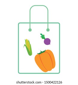 Fresh vegetables. Pepper, beet, corn. Organic food poster. Farmer market design. Vector.