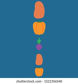 Fresh vegetables. Peppers, beets, potatoes. Organic food poster. Farmers market design. Vector