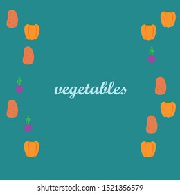 Fresh vegetables. Peppers, beets, potatoes. Organic food poster. Farmers market design. Vector