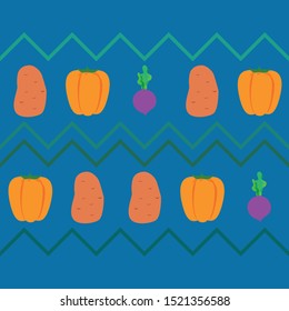 Fresh vegetables. Peppers, beets, potatoes. Organic food poster. Farmers market design. Vector
