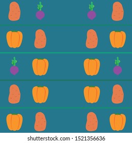 Fresh vegetables. Peppers, beets, potatoes. Organic food poster. Farmers market design. Vector