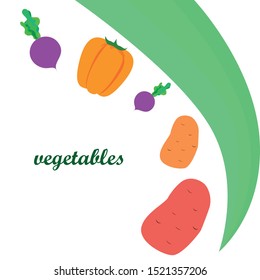 Fresh vegetables. Peppers, beets, potatoes. Organic food poster. Farmers market design. Vector