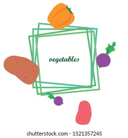 Fresh vegetables. Peppers, beets, potatoes. Organic food poster. Farmers market design. Vector