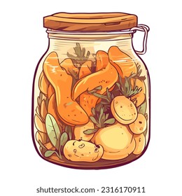 Fresh vegetables in pickled garlic jar icon isolated