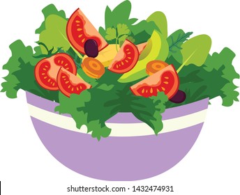 Fresh vegetables salad vector icon set. Vector illustration. Flat style organic icons set