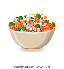 Fresh vegetables salad vector icon set. Vector illustration. Flat style organic icons set