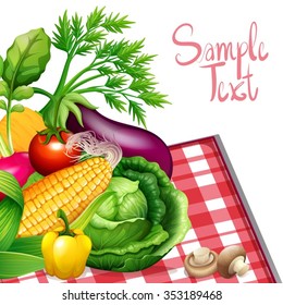 Fresh vegetables with sample text illustration