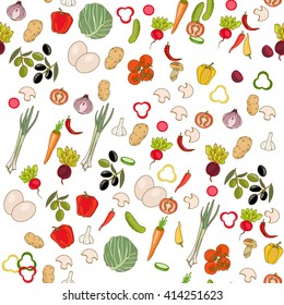 Fresh vegetables seamless pattern, vegetables pattern eco food background