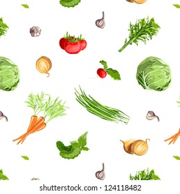 Fresh Vegetables Seamless Pattern. EPS8 illustration. Use any background color. No effects.