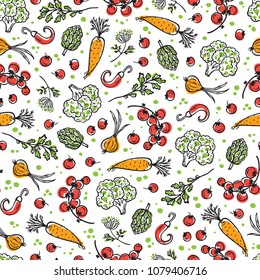 Fresh Vegetables Seamless Pattern. Healthy Raw Food Background