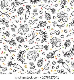 Fresh Vegetables Seamless Pattern. Healthy Raw Food Background