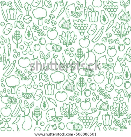 Fresh vegetables seamless pattern, healthy eating and agriculture concept