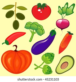 Fresh vegetables set
