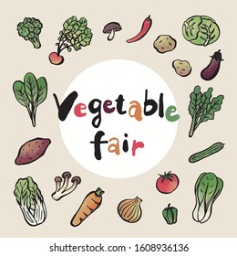 fresh vegetables set (hand drawn - brush)