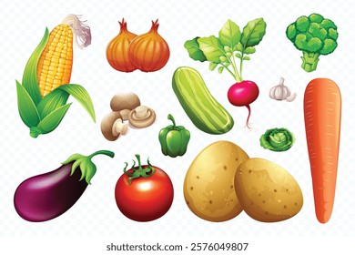 Fresh Vegetables Set Illustration Design