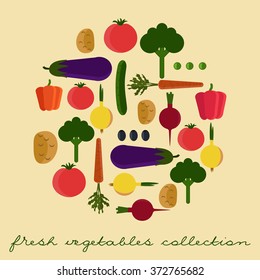 Fresh vegetables vector collection