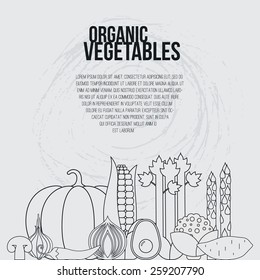 Fresh vegetables vector concept. Healthy diet flat style illustration. Isolated green food, can be used in restaurant menu, cooking books and organic farm labels.  