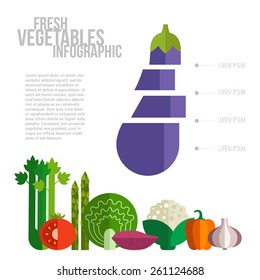 Fresh vegetables vector concept. Healthy diet flat style illustration. Isolated green food, can be used in restaurant menu, cooking books and organic farm labels. 

