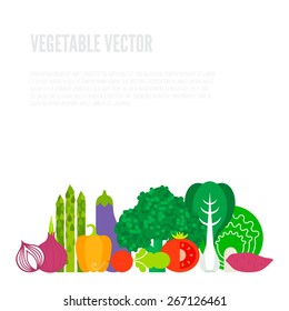 Fresh vegetables vector concept. Healthy diet flat style illustration. Isolated green food, can be used in restaurant menu, cooking books and organic farm labels.  