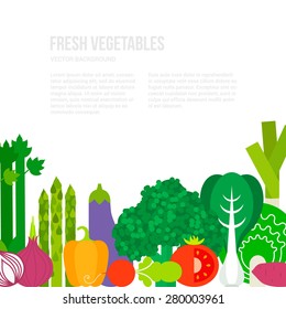 Fresh vegetables vector concept. Healthy diet flat style illustration. Isolated green food, can be used in restaurant menu, cooking books and organic farm labels.