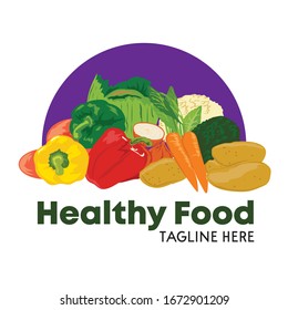 Fresh Vegetables vector illustration, good for vegetables market, vegan food logo and grocery store