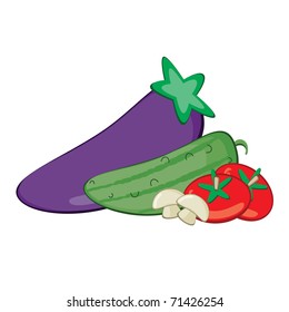 Fresh vegetables. Vector illustraton on white background for design.