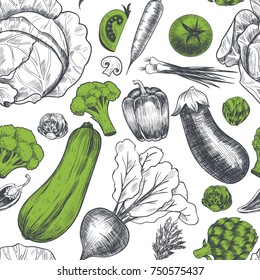 Fresh vegetables . Vector seamless pattern