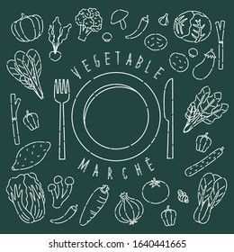 fresh vegetables vector set -looks  like chalk art