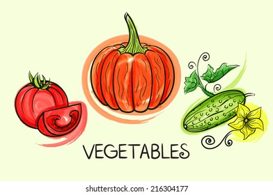 fresh vegetables watercolor vector
