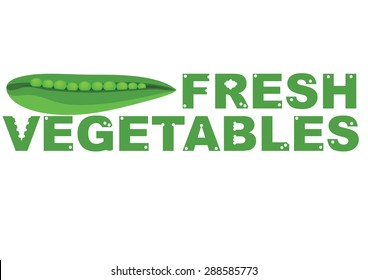 Fresh vegetables word with peas element